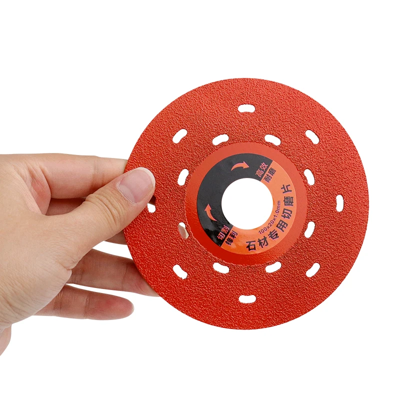 Lama per sega per taglio e molatura con sabbia diamantata 1PC Dissipazione del calore multi-foro Lama per taglio e molatura con piastra di roccia multi-foro rossa