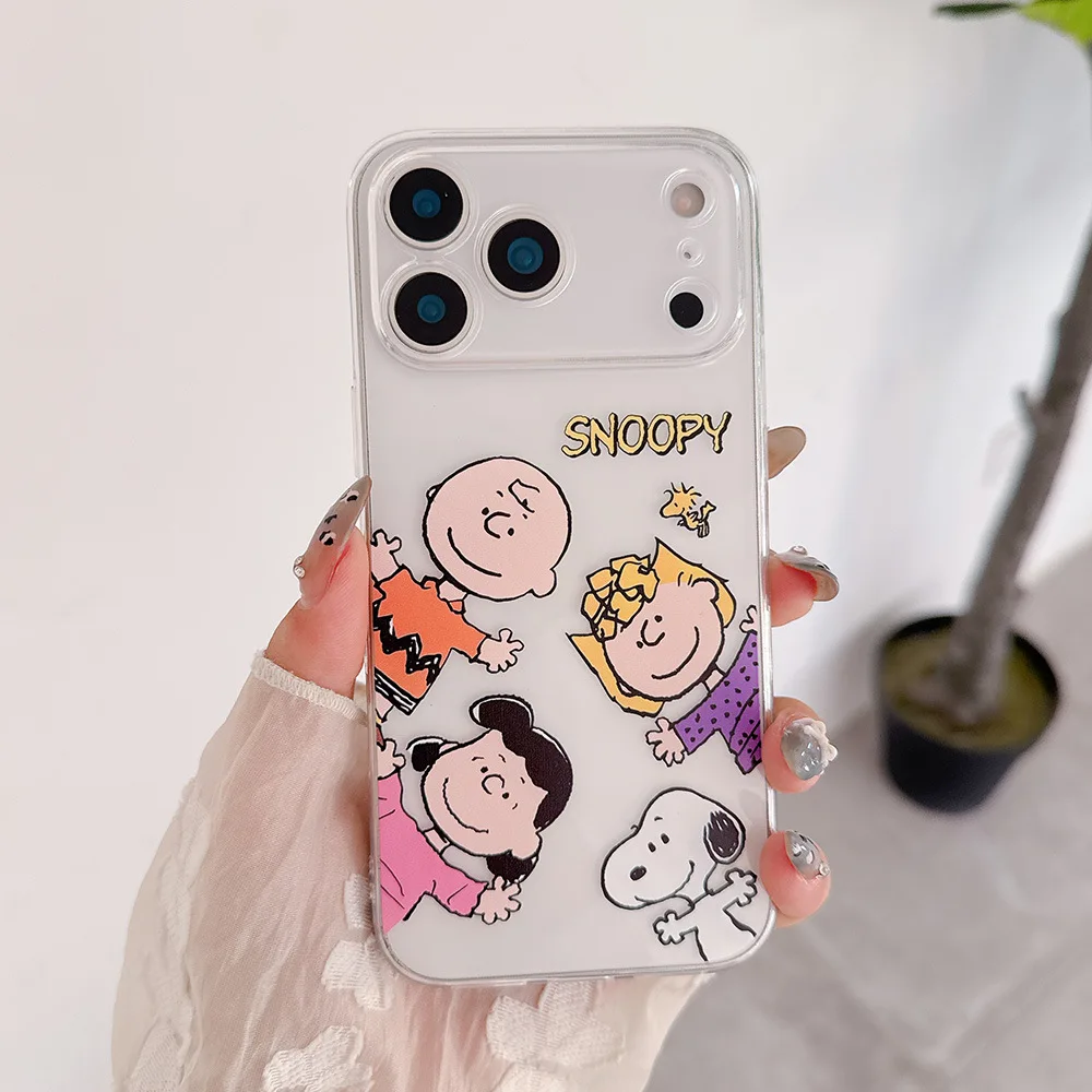 Cute Cartoon Peanut Snoopy Charlie Brown Transparent Phone Case For iPhone 17 16 15 14 13 12 11 Pro Max Cases Soft TPU Cover