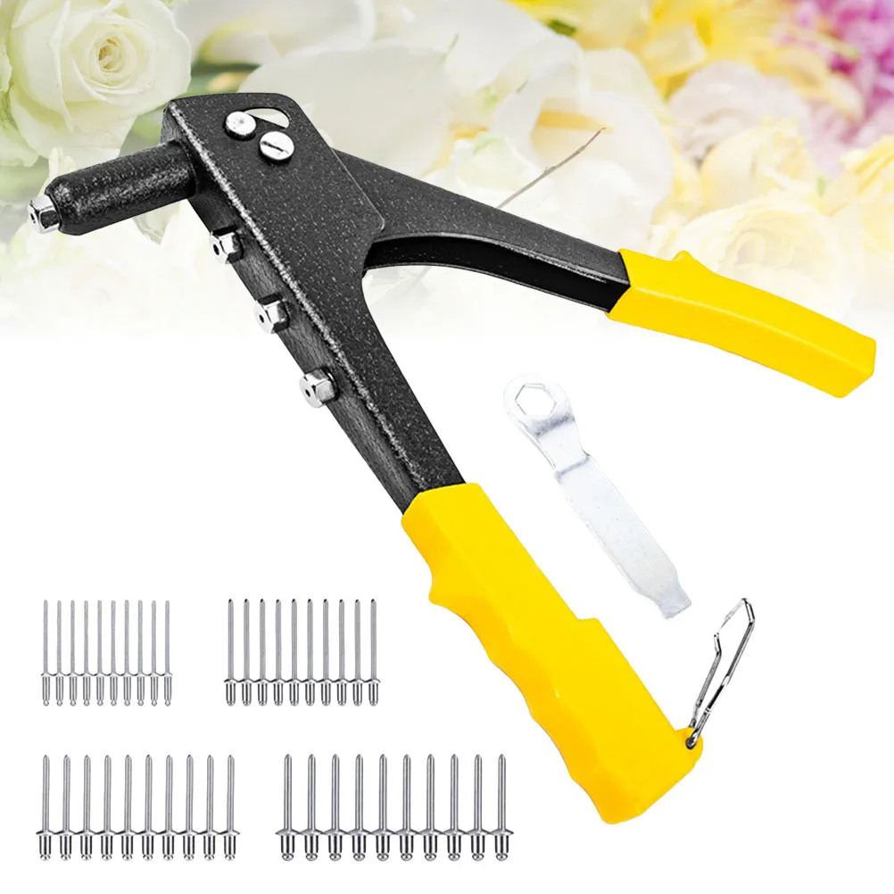 1Set Alat Paku Keling Tugas Berat, Riveter Manual dengan Pegangan Anti Selip untuk Pekerjaan Paku Keling Berbagai Material