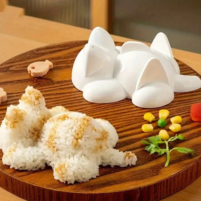 Lindo molde para Sushi de arroz en forma de gato, herramienta de cocina DIY para niños, puré de patatas, calabaza, suministros para hornear, accesorios de cocina casera