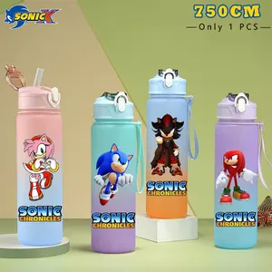 750ML Sonic The Hedgehog Anak-anak Kapasitas Besar Anti Bocor Botol Plastik Olahraga Siswa Portabel Cangkir Jerami Gradien Kartun Portabel 10 mug landak penjualan terbaik - №