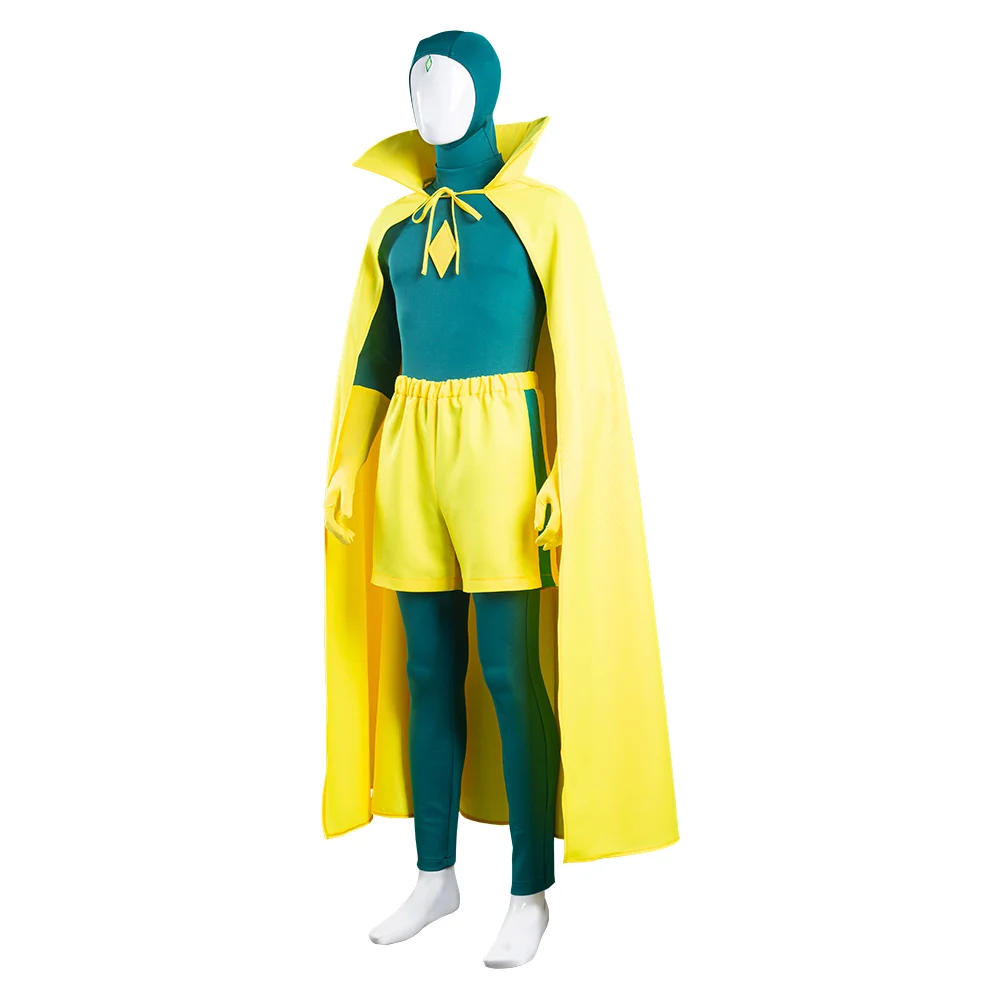Wanda Vision Vision Cosplay Fantasia Costume Disguise for Adult Men Jumpsuit Cloak Role Play Outfits Halloween Carnival Clothes