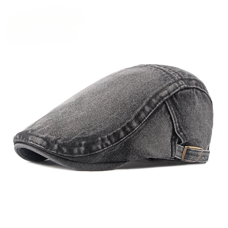 

Cotton Denim Beret Hat Men Women Driver Cap Retro British Style Plain Washed Baseball Cap Unisex Fashion Hat