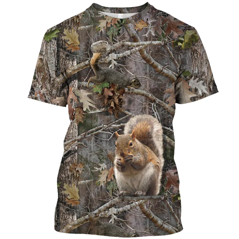 Vintage Camo Hunting Animal Print T-shirt Casual Oversized 3d Printed T-shirt for Men Street Vintage Crew-neck Short-sleeved Top