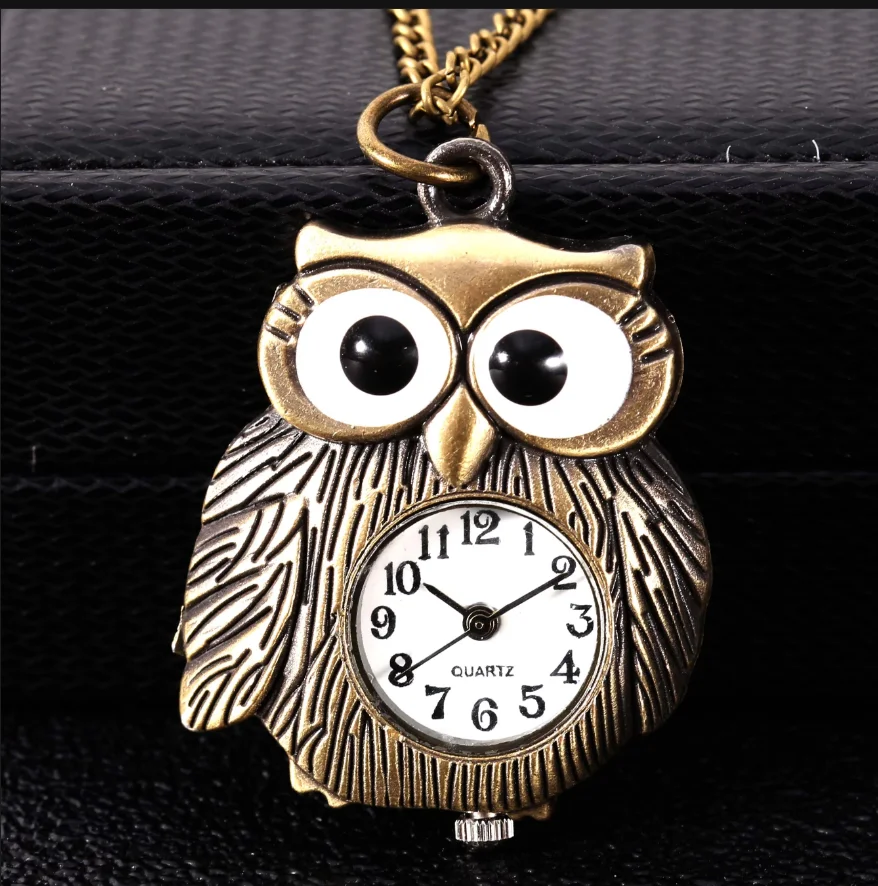 

8908Fat owl exquisite fashion trend copper retro hollow small pocket watch