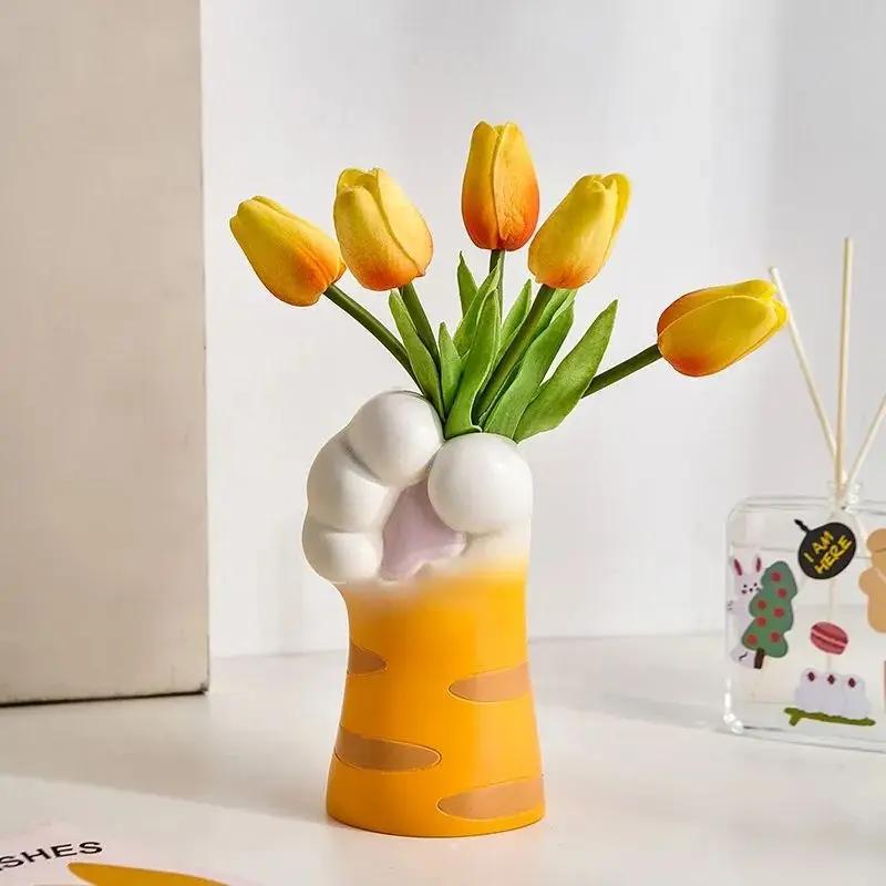 Cat Paw Vase Silicone Mold for Handmade Desktop Decoration Gypsum Flowerpot Pen Case Silicone Mould Handicrafts Making Tool