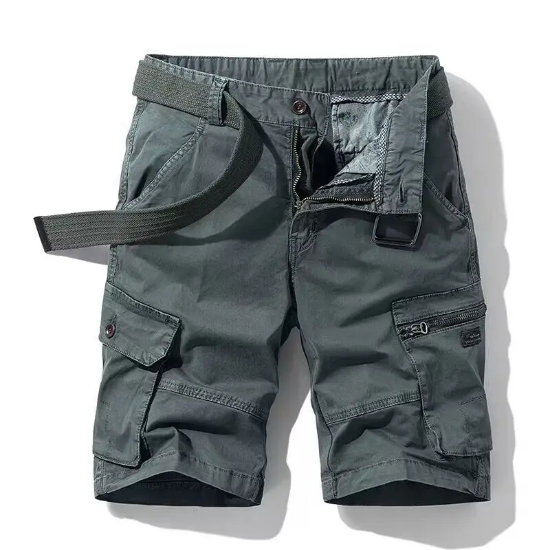 Men Summer Cargo Shorts Casual Tool Shorts High Quality Man Summer Military Multi Pocket Pants Loose Cargo Pants No belts 38