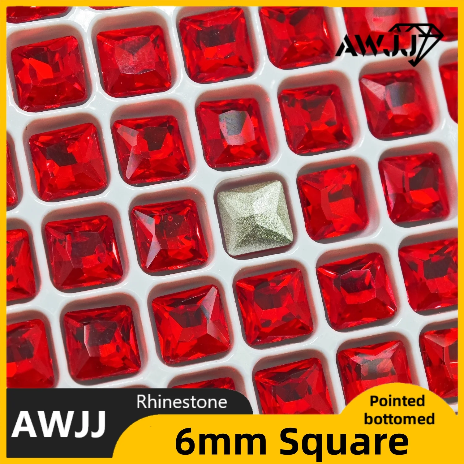 6 مللي متر مربع الشكل كريستال جميع الألوان وأشار القاع الديكور الأحجار الكريمة المستخدمة للأقراط والقلائد مجوهرات الأظافر الإكسسوار