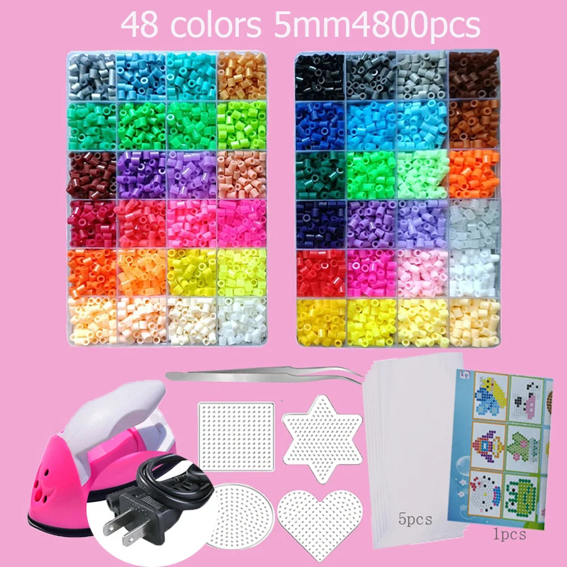Hama Beads Box Thermomosaik-Bügelperlen, Bügelperlen, Schmelzperlen, DIY-Spielzeug, 24 48 72 Farben 2,6MM 5MM