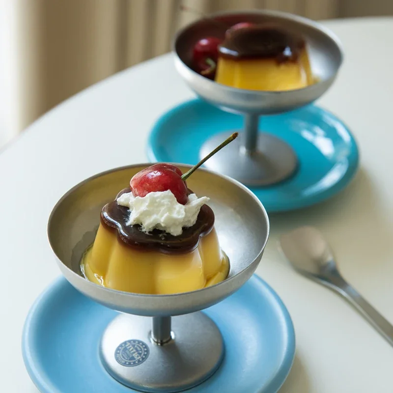 Retro Frosted Tall Glasses, Pudding Dessert Cups, Butterfly Shaped Champagne Vessel, Stainless Steel Ice Cream Bowl