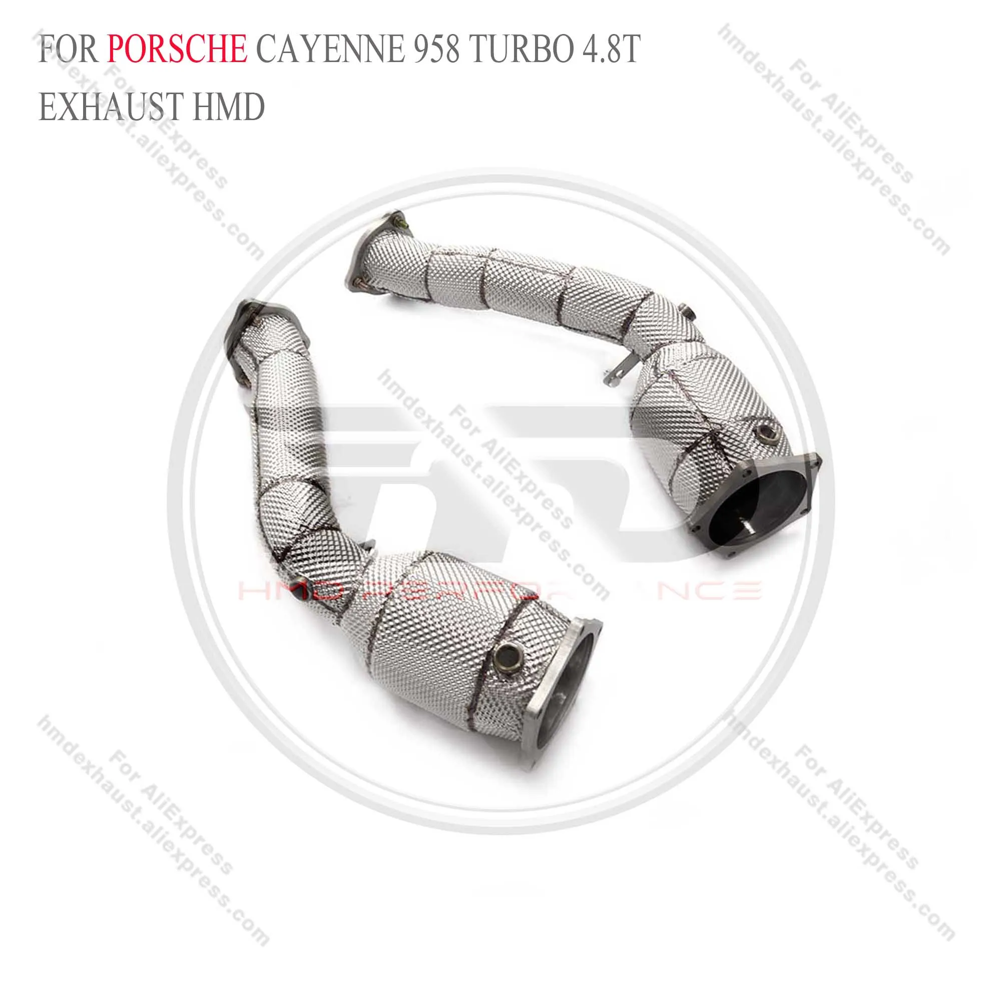 

Car Exhaust Downpipe for Porsche cayenne 958 turbo 4.8T HMD Stainless Steel Performance With Heat Shield Pipe