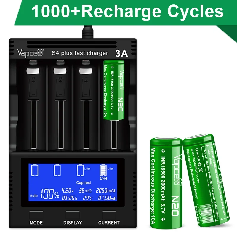 الأصلي Vapcell N20 18500 2000mAh 10A 3.7V بطارية قابلة للشحن عالية الأداء INR 18500 بطاريات ليثيوم لمصباح يدوي #5