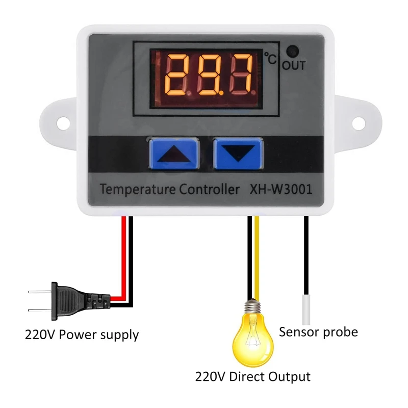 2Pcs XH-W3001 Pid Temperature Controller With Sensor AC110V-220V Thermostat Temperature Switch Heating Cooling