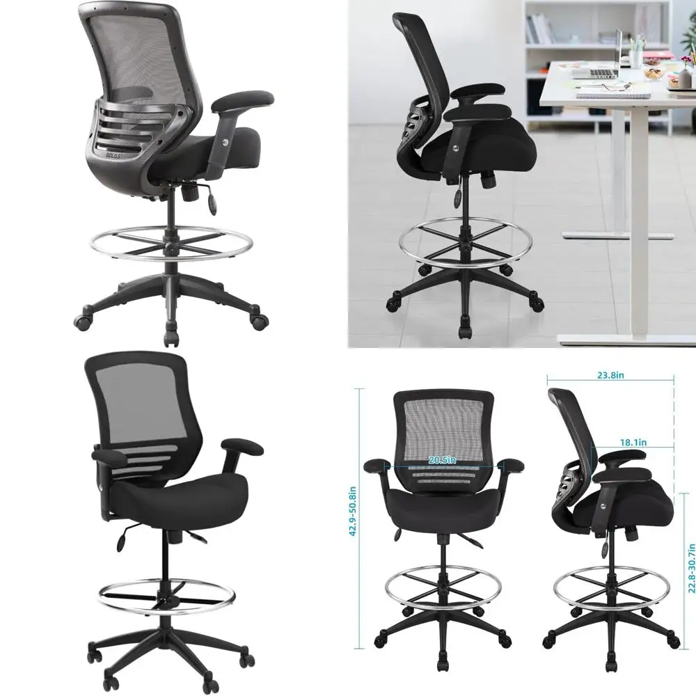 ergonomic mesh office chair with adjustable footrest and height-adjustable armrests (black)