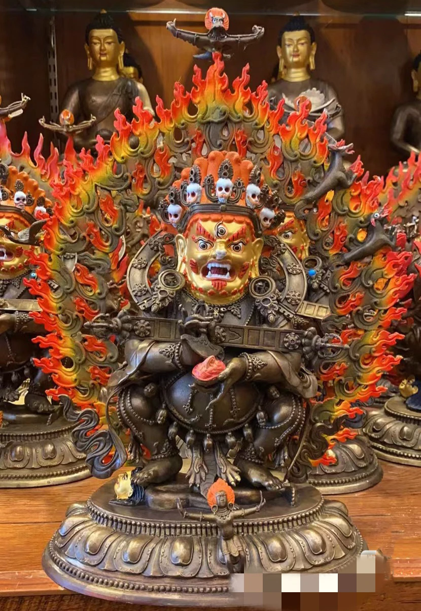 Exclusive 34CM Large Buddhism TOP quality COPPER Two-armed Mahagala Mahakala Buddha statue temple altar Worship statue