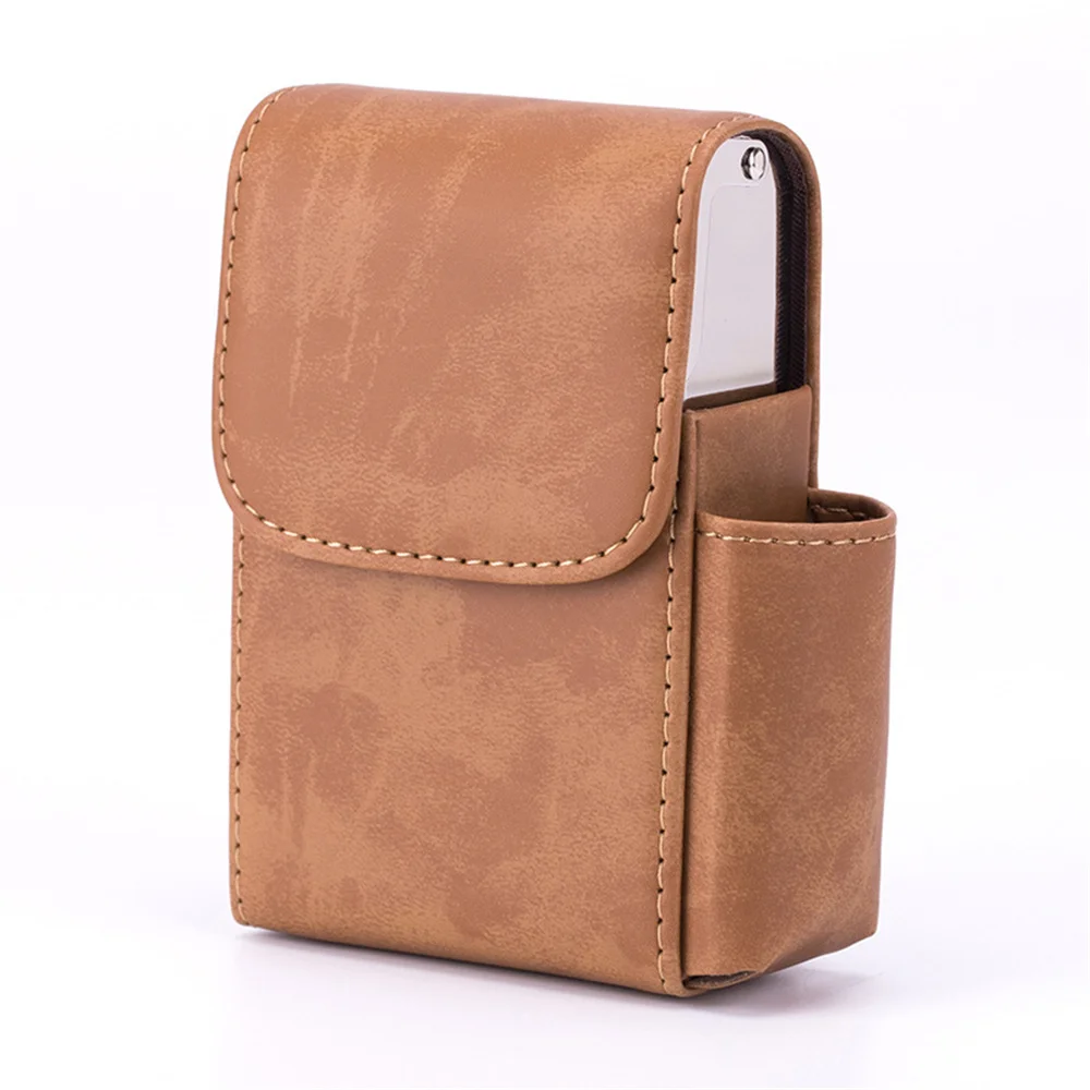 Leder Zigarette Fall Original Boxen PU Halten 20 stücke Zigaretten Butan Gas Leichter Geschäftsmann Zigarette Fall Gadgets Für Männer Rauch – Detail 9