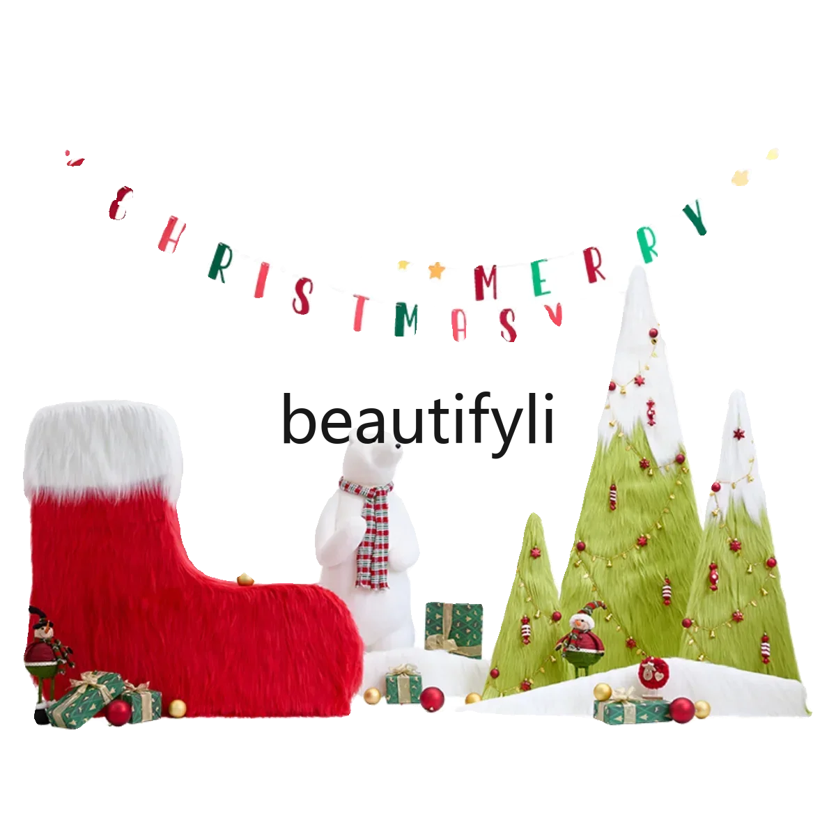 

New Christmas new Mao Mao tree creative ornament window decoration shopping mall clothing store Christmas tree scene arrangement