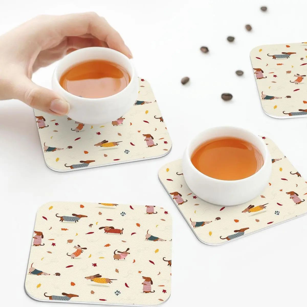Dachshund Dog Coasters Kitchen Placemats Non-slip Insulation Cup Coffee Mats For Decor Home Tableware Pads Set of 4