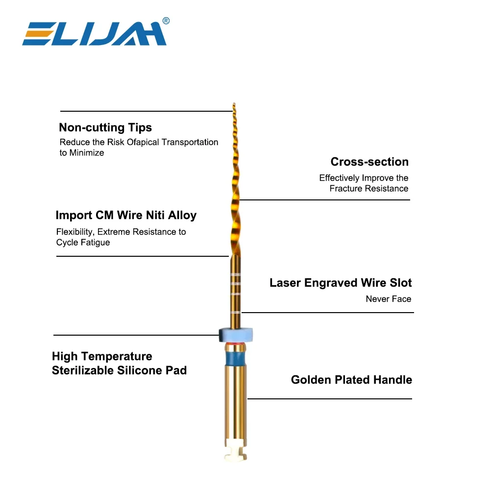 ELIJAH 60pcs/10Boxes Dental Heat Activated Canal Root File Pro-Taper Gold Flexible Endo Rotary Files Dentistry Endodontic Tools