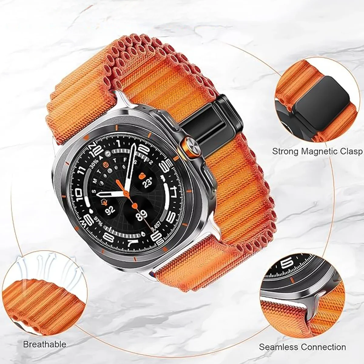 نايلون الرياضة المغناطيسي سوار لساعة سامسونج جالاكسي الترا حزام 47 مللي متر درب حلقة العصابات لساعة جالاكسي 7 الترا 47 اكسسوارات