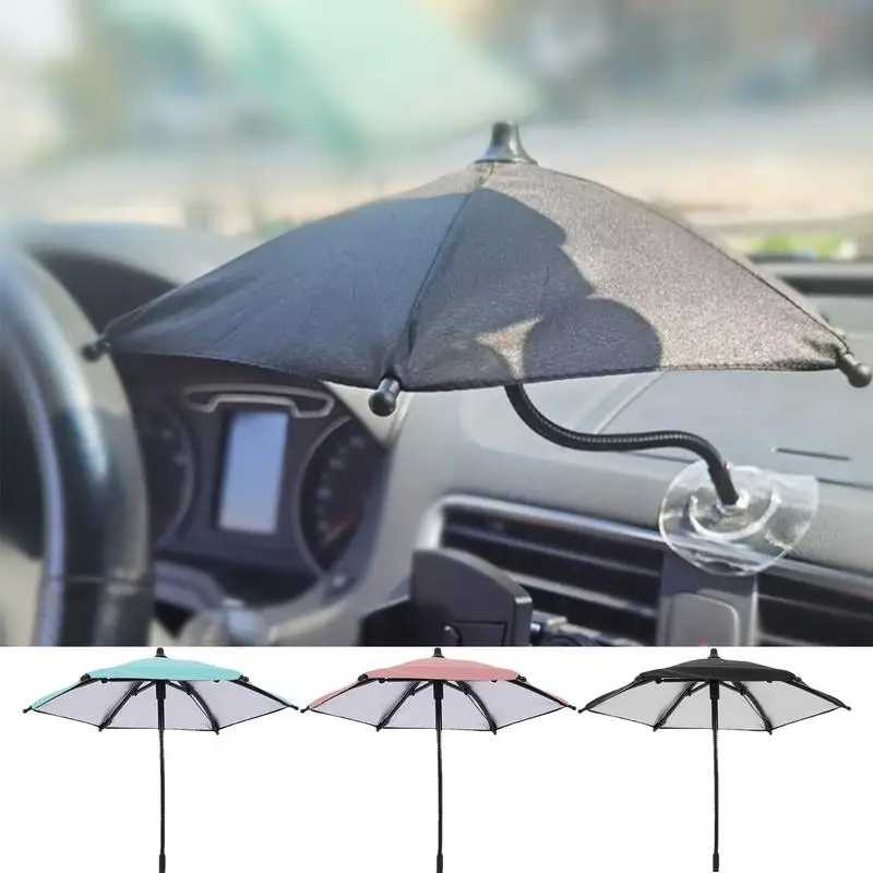 Phone Umbrella For Sun 6-Rib Nylon Frame Umbrella Phone Holder Phone Umbrella For Sun Cell Phone Mini Umbrella Mobile Phone