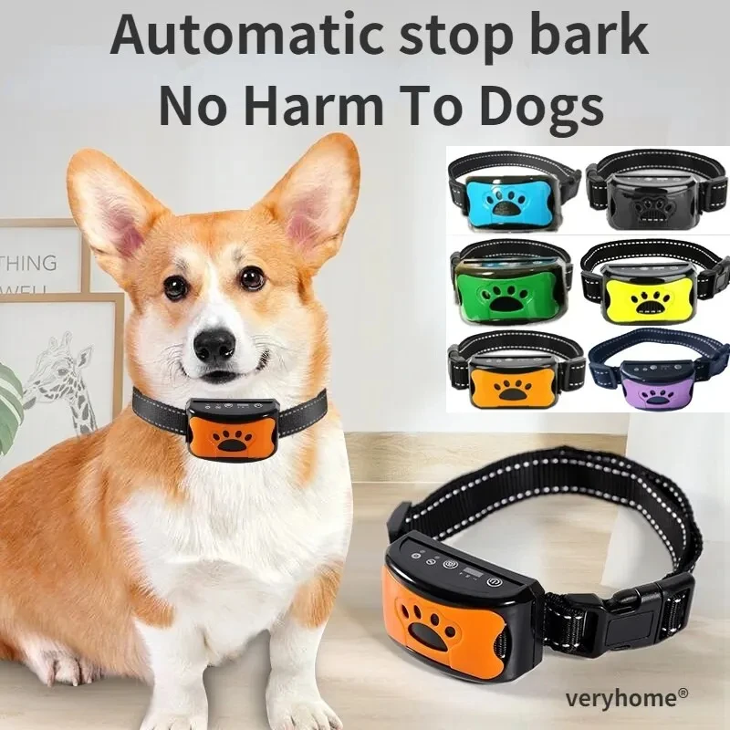 Collar eléctrico antiladridos para perros, Dispositivo ultrasónico con vibración para dejar de ladrar, automático, para entrenamiento de perros