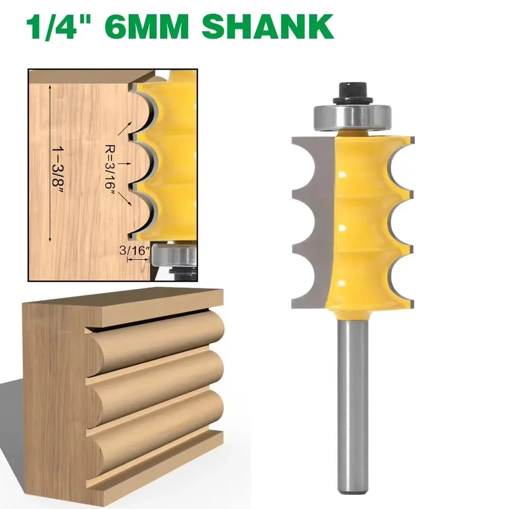 1pc 1/4 "6mm 6.35mm haste fresa triplo grânulo coluna moldagem roteador bit tenon cortador para madeira elétrica ferramentas para trabalhar madeira