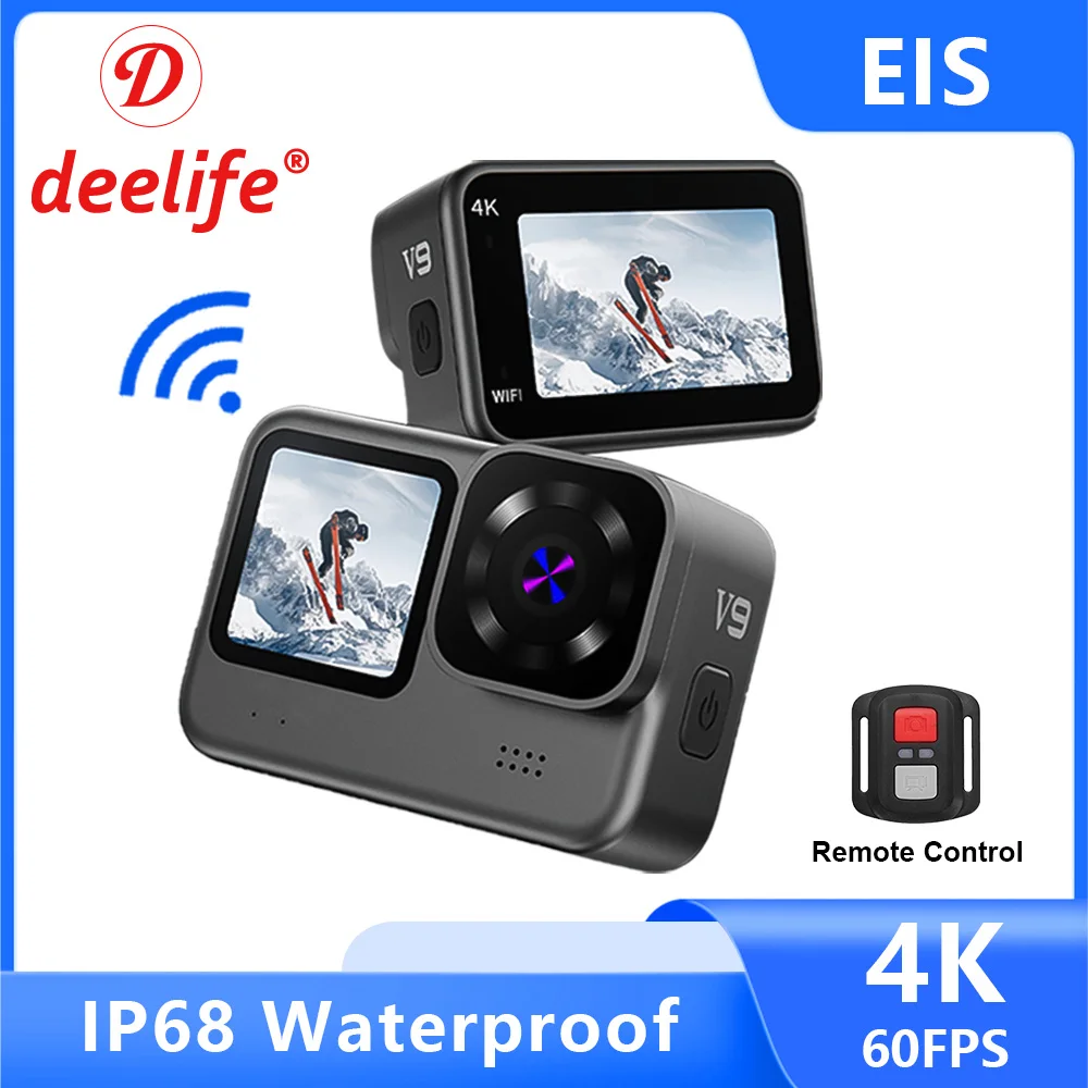 Deelife 4K 60FPS Action Camera Wifi With Stabilizer For Bicycle Motorcycle Helmet Waterproof Sports Cam