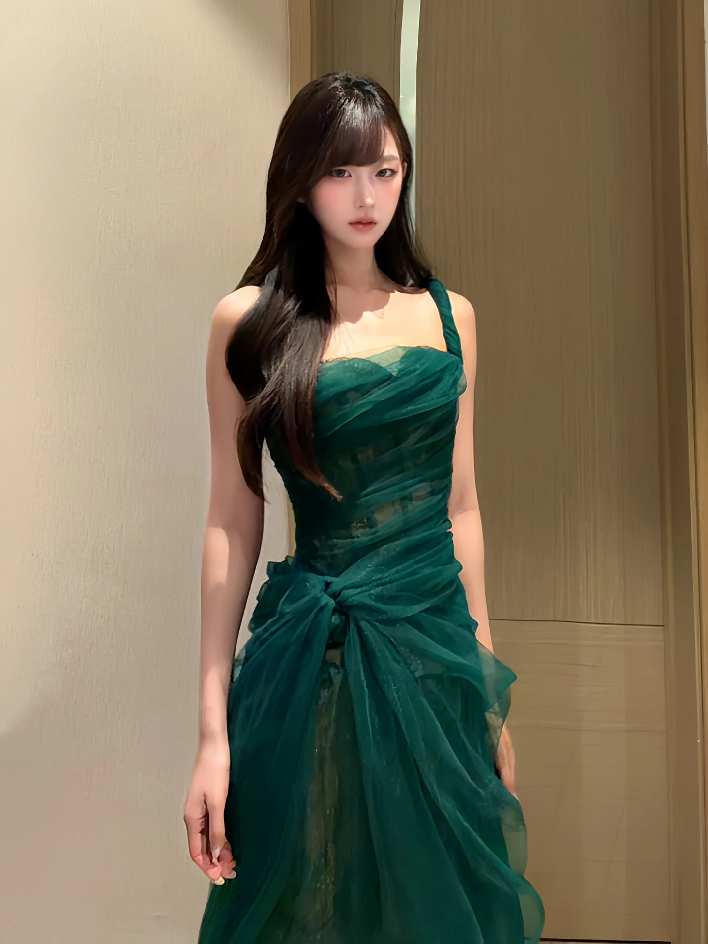 

Keni plus Size Pure Desire High Waist Green Lace Dress Women's Autumn Fatter Mm Waist Inward White Dress Korean Style A-Line ...