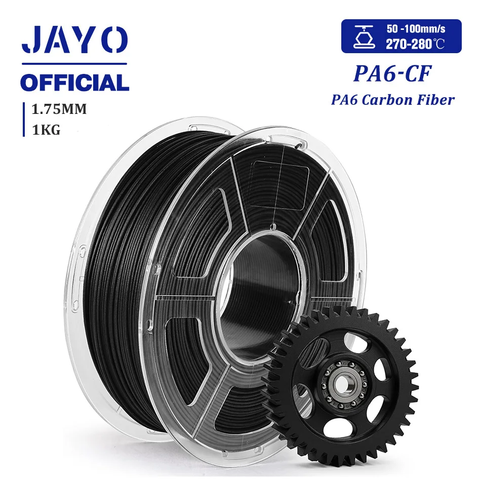 JAYO PA-Nylonfilament 1,75 mm PA6-CF/PA6-GF/PA12-CF/Easy PA-Nylon-3D-Druckerfilament Überlegene Zähigkeit 1 kg/Rolle