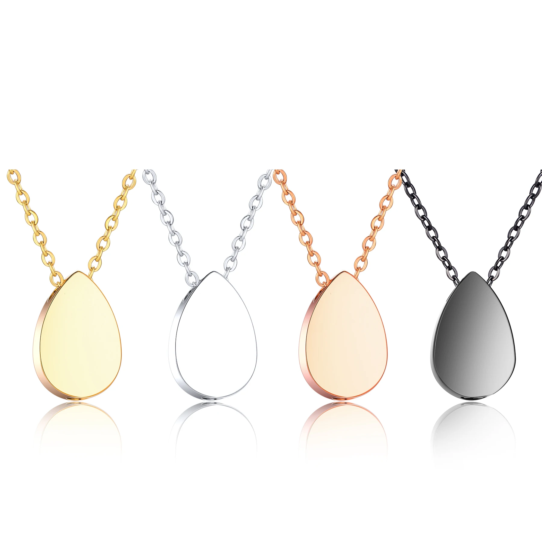 Dropshipping Blank Stainless Steel Teardrop Cremation Urn Necklace Pendant with Fill Kit Ashes Jewelry 4 Colors