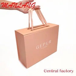 Custom  Customized Folding Paper Box Luxury Magnetic Gift Boxes with Ribbon Handle for Small Business