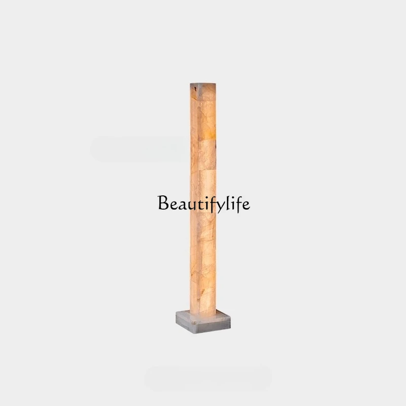 Designer minimalist light luxury natural marble crystal floor-to-ceiling living room sofa vertical luminous ornament