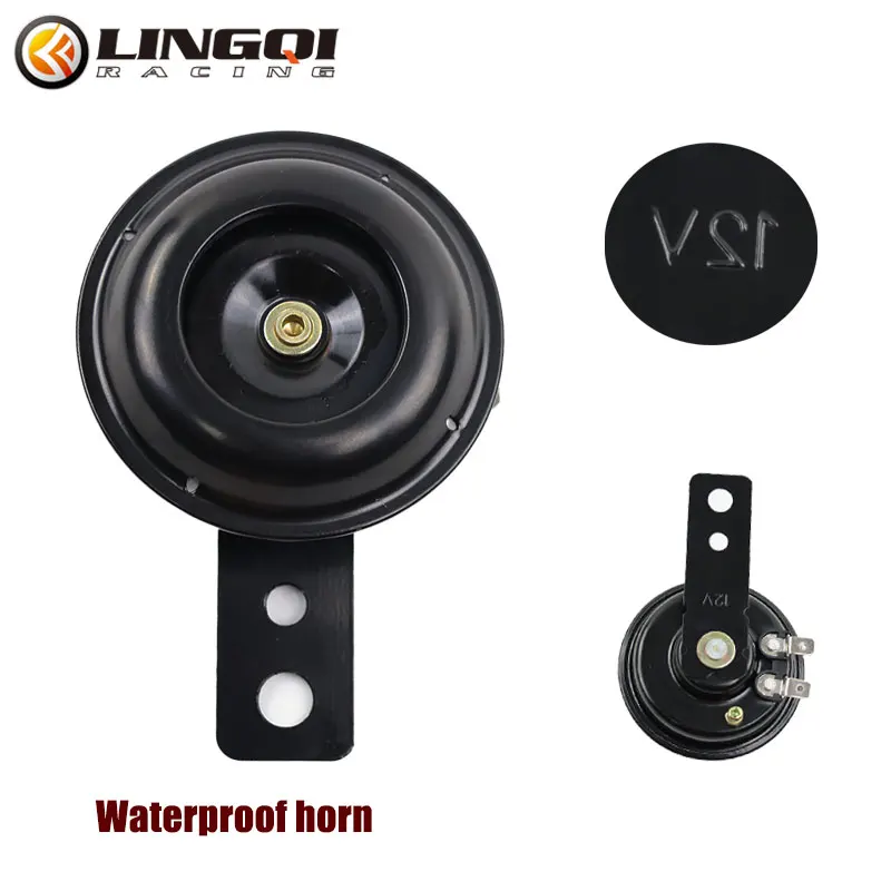 LING QI Motorcycle Electric Car Horn 12V Waterproof Round Speaker Horns Loud Warning Voice For Most Pit Dirt Bike Motocross Part