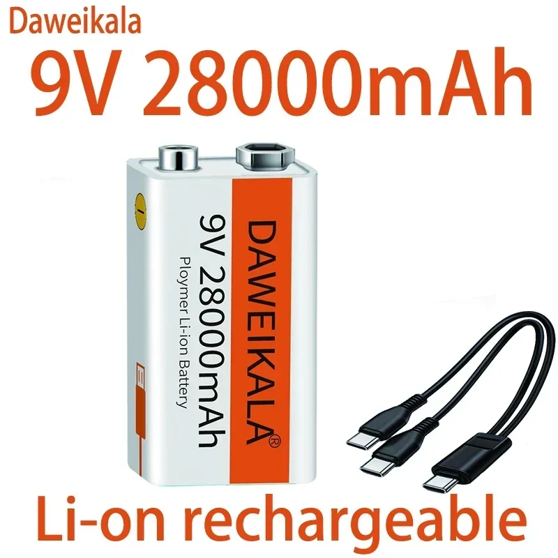 2023 9 V 28000mAh batteria ricaricabile agli ioni di litio Micro batterie USB 9 v litio per multimetro microfono giocattolo telecomando uso KTV