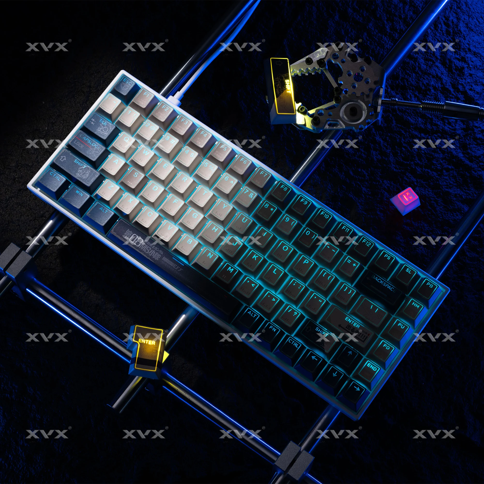 アクセサリー X XVX 142 Keys Gundam Keycaps Shine Through Cherry Profile PBT Dye