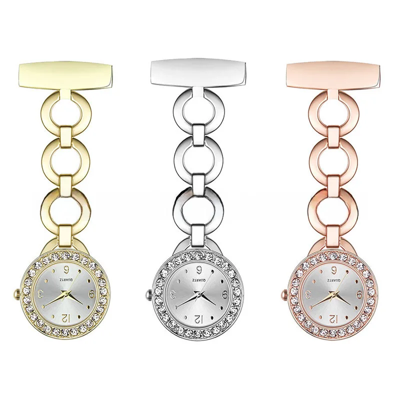 Venta al por mayor Reloj de bolsillo para enfermera con DiamondsF008Rectangular Reloj de pecho Reloj de examen creativo para estudiantes Tendencia de moda de alta gama