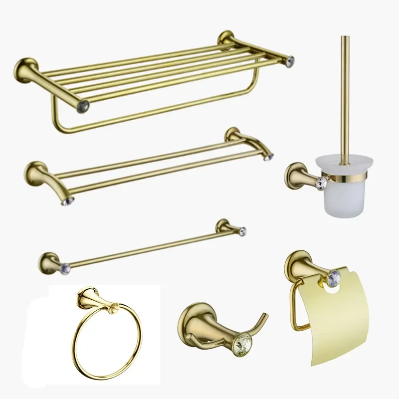 

Bathroom Accessories Set Stainless Steel Gold Bathroom Rack