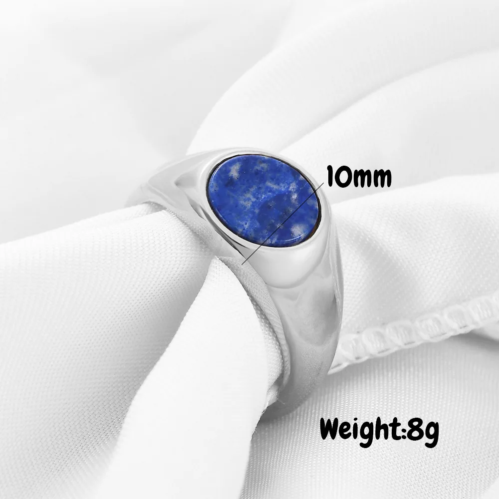 NIBA New Vintage  Natural  SapphireStone Ring Oval Cat\'s Eye Lapis lazuli Stone Ring Gorgeous Jewelry For Women Men Accessory