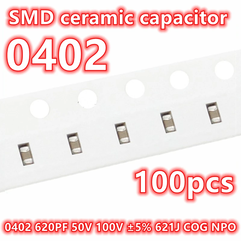 Condensador cerámico Original 100 620PF 50V 0402 V ± 100 621J COG NPO SMD IC 5% (1005 piezas)