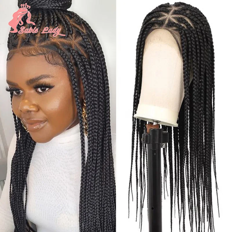 

Synthetic Braids Hair Wig Braided Wigs Box Braid Wig Lace Front Cornrow Braids Full Lace Wigs For Black Women Triangle Braid