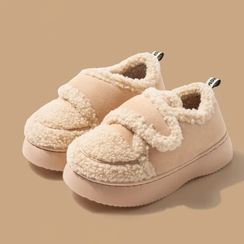 Warm Lamb Wool Cotton Padded Shoes Women New Flat Thicken Plush Winter Boots Woman Non Slip Thick Bottom Ankle Snow Boots