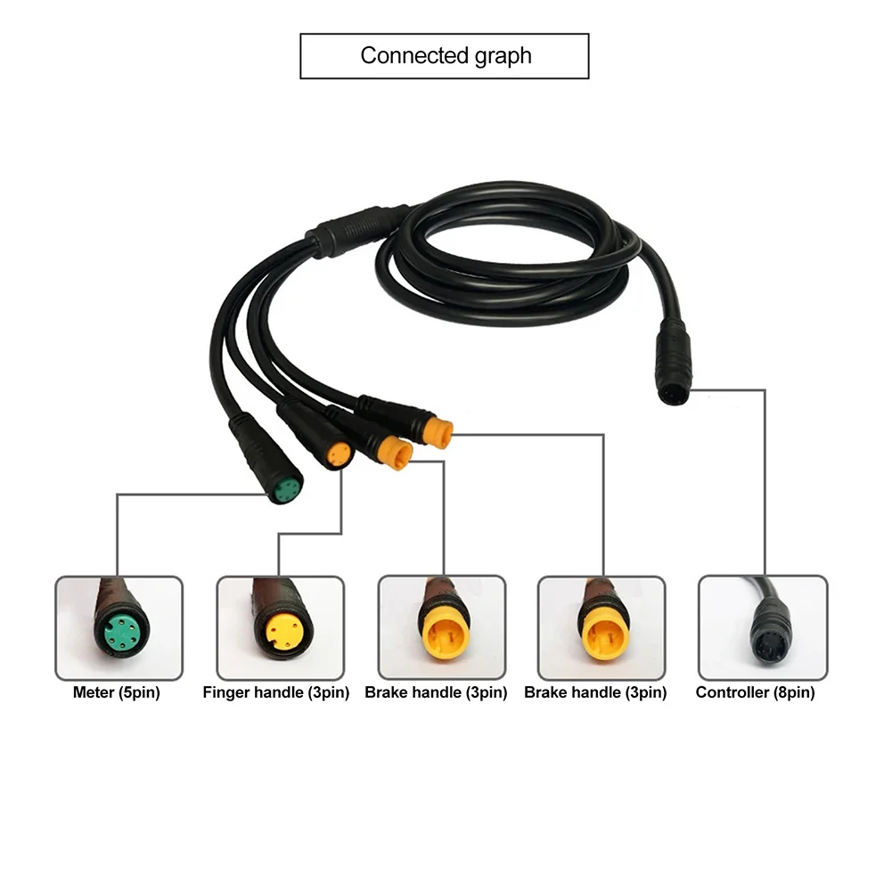 1PC One-to-Four Waterproof 8 Pins Cable Leads Wires For KT Controller Throttle Fully Waterproof Kit For Bike Modification