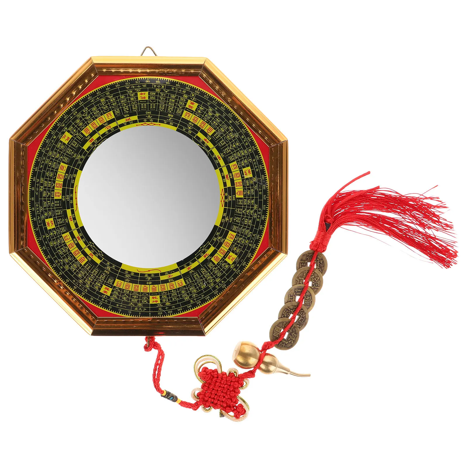 

Tai Chi Bagua Mirror Brass Traditional Chinese Feng Shui Wall Hanging Pendant Chinese Knot Home Decor Prosperity Evil