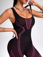 Women's Sports Yoga Jumpsuit Leisure Fitness Yoga Jumpsuit Yoga Training Suit Fitness Jumpsuit Splicing Color  Fashionable - Image 3