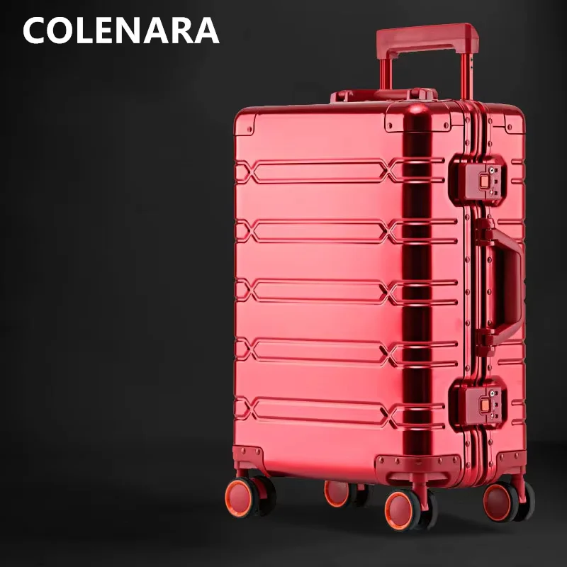 COLENARA Men's Suitcase Full Aluminum Magnesium Alloy Trolley Case Large Capacity Business Boarding Box 20