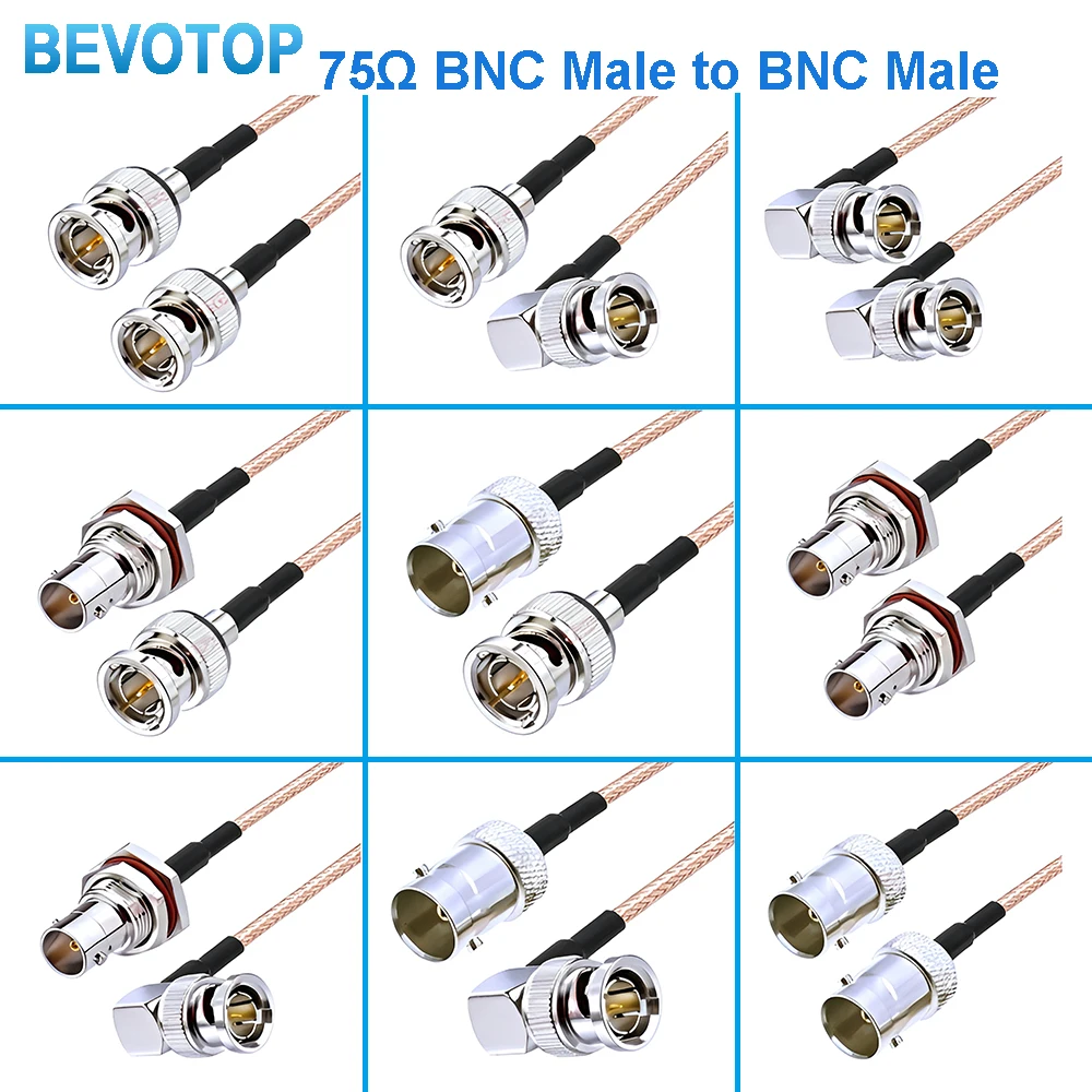 10Pcs/Lot BNC Male to Male RG179 75Ohm RF Coaxial Cable HD-SDI 3G-SDI Video Adapter Cable for CCTV Camera Camcorder
