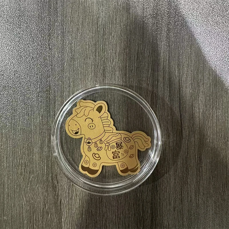 الذهب احباط لاكي هورس ملصقات تزيين الهاتف المحمول DIY الديكور ذاتية اللصق التصحيح السنة الجديدة ملصق مع صندوق الاكريليك #3