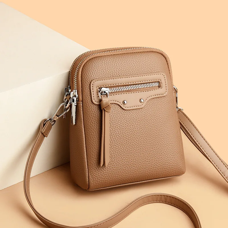 

2025 Summer New Soft Crossbody Bag Women Triple-layer Phone Case Minimalist Shoulder Fashion Purse