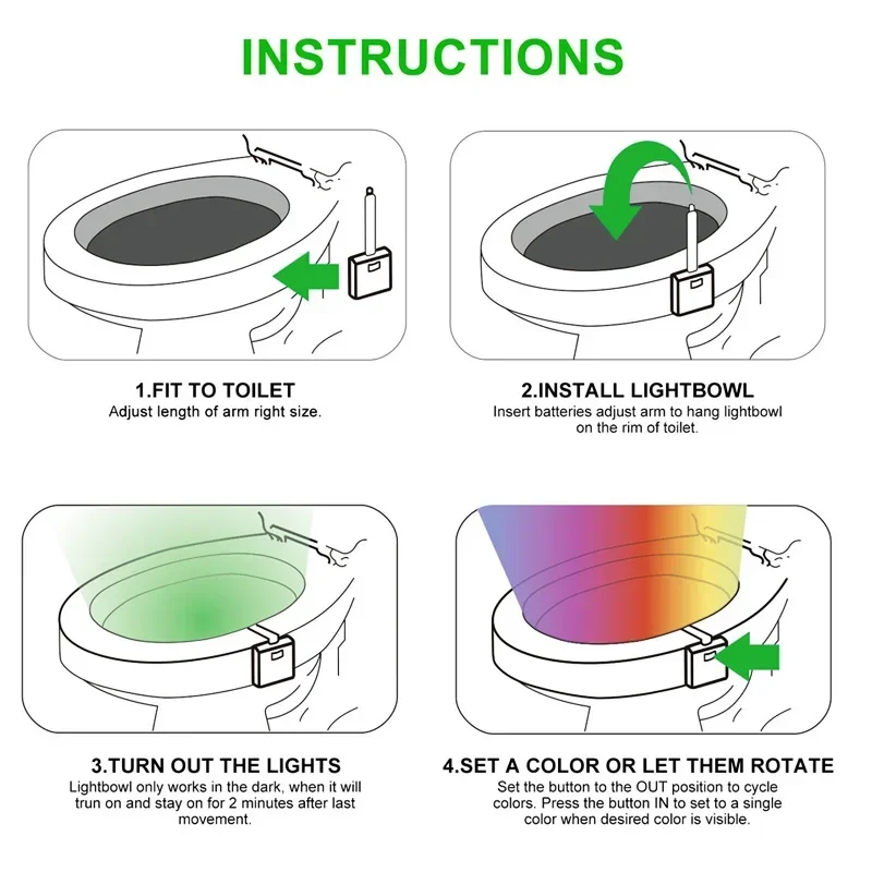 Smart LED Motion Sensor Toilet Seat Night Light 8 Colors Waterproof Backlight For Toilet Bowl LED Luminaria Lamp WC Toilet Light